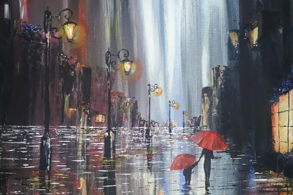 Atmosphärischer Abend im Atelier mit Bildern und Kerzenlicht